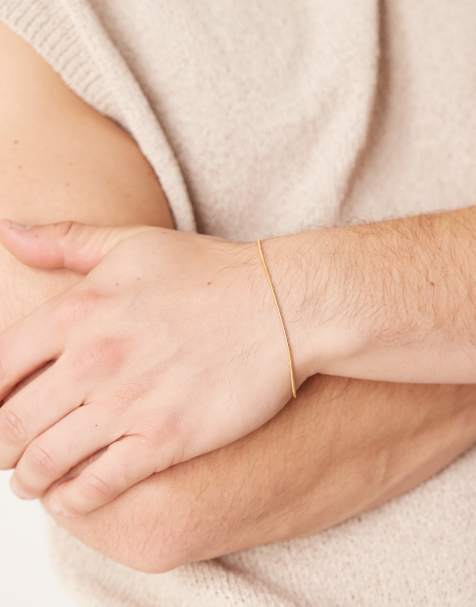ASOS DESIGN - Schakelarmband in platte schakels van echt zilver in goudkleur - view 1