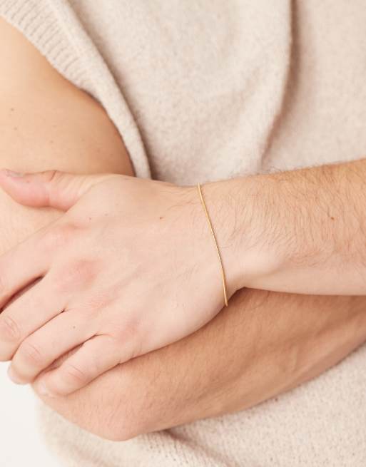 ASOS DESIGN - Schakelarmband in platte schakels van echt zilver in goudkleur