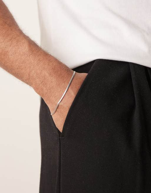 ASOS DESIGN - Schakelarmband met platte schakels van echt zilver in zilver