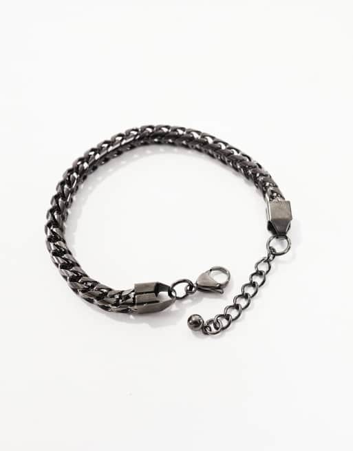 ASOS DESIGN - Schakelarmband met rechte schakels van waterbestendig roestvrij staal in staalgrijs