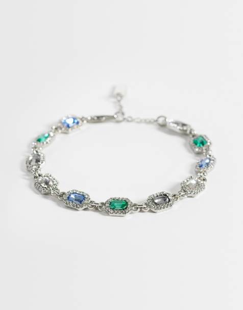 ASOS DESIGN - Schakelarmband met steentjes in zilver - view 1