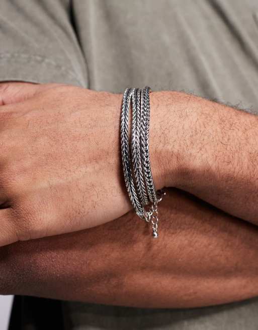 ASOS DESIGN - Schakelarmband met vierkante schakels in gepolijste zilverkleur