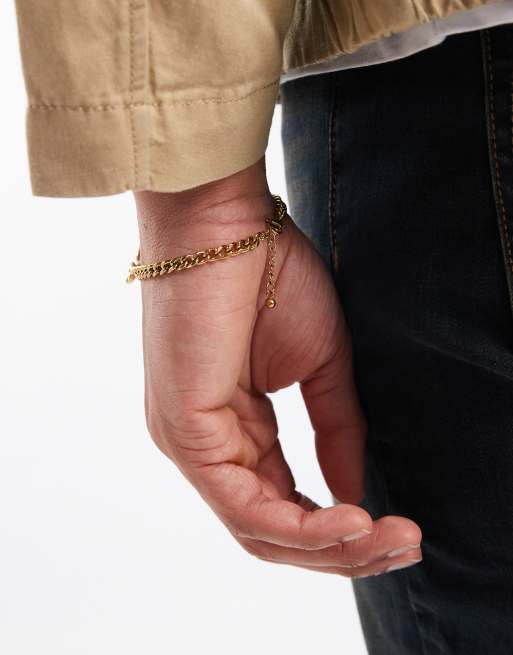 ASOS DESIGN - Schakelarmband van waterbestendig roestvrij staal in goud  , 3 van 3