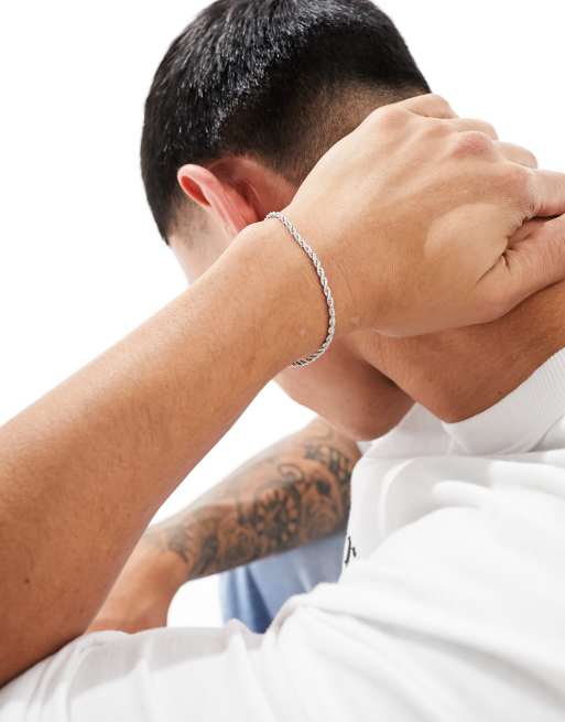 ASOS DESIGN - Schakelarmband van waterbestendig roestvrij staal in zilverkleur