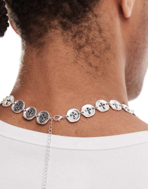 ASOS DESIGN - Schakelketting met gesmolten knoopschakels in verweerd zilver  , 2 van 3