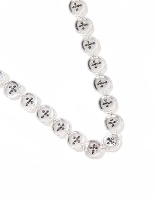 ASOS DESIGN - Schakelketting met gesmolten knoopschakels in verweerd zilver  , 3 van 3