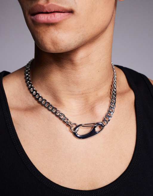 ASOS DESIGN - Schakelketting met karabijnsluiting in zilverkleur