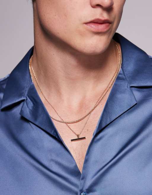 ASOS DESIGN - Schakelketting met textuur van waterbestendig roestvrij staal in goudkleur