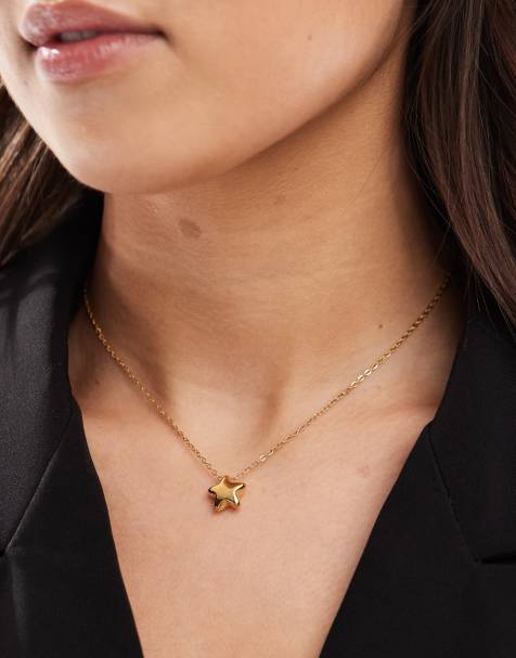 ASOS DESIGN - Schakelketting van waterbestendig roestvrij staal met klein stervormig hangertje in goudkleur, met cadeauzakje - view 1