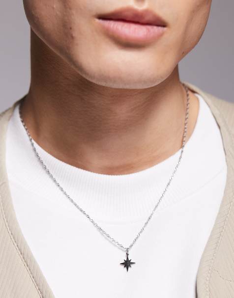 ASOS DESIGN - Schakelketting van waterbestendig roestvrij staal met stervormig hangertje in zilverkleur - view 1