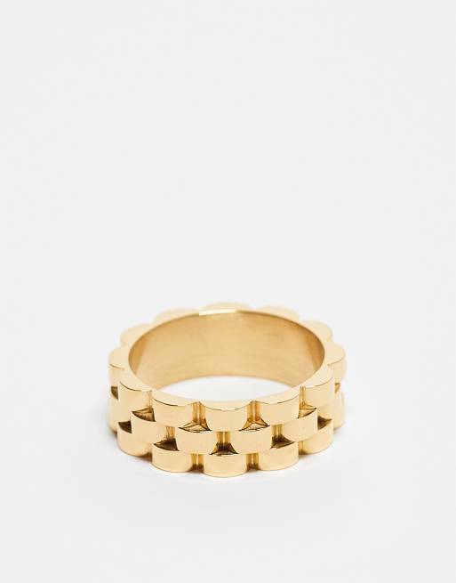 ASOS DESIGN - Schakelring van waterbestendig roestvrij staal in goudkleur
