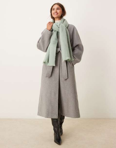 ASOS DESIGN – Schal aus Wollmix in Grün mit ausgefranstem Rand - view 1