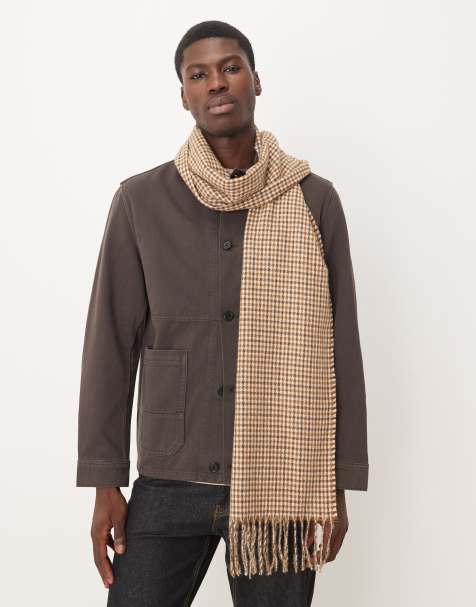 ASOS DESIGN – Schal in Beige mit Hahnentrittmuster - view 1
