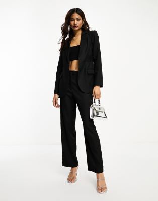 ASOS DESIGN - Schlaghose in Schwarz mit Spitzeneinsatz, Kombiteil