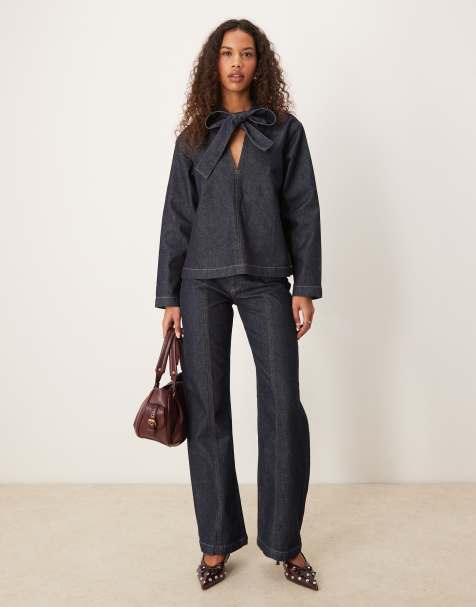 ASOS DESIGN – Schlagjeans in Rinse-Waschung mit Doppelnaht - view 1