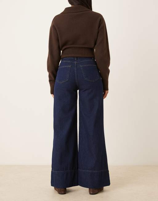 ASOS DESIGN – Schlagjeans in Rinse-Waschung mit hohem Bund und weitem Bein, 2 von 5