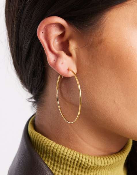 ASOS DESIGN – Schlichte Creolen aus wasserfestem Edelstahl in Goldoptik - view 1