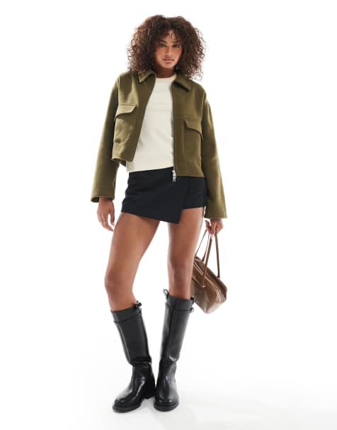 ASOS DESIGN – Schlichte, elegante Bomberjacke in Olivgrün - view 1
