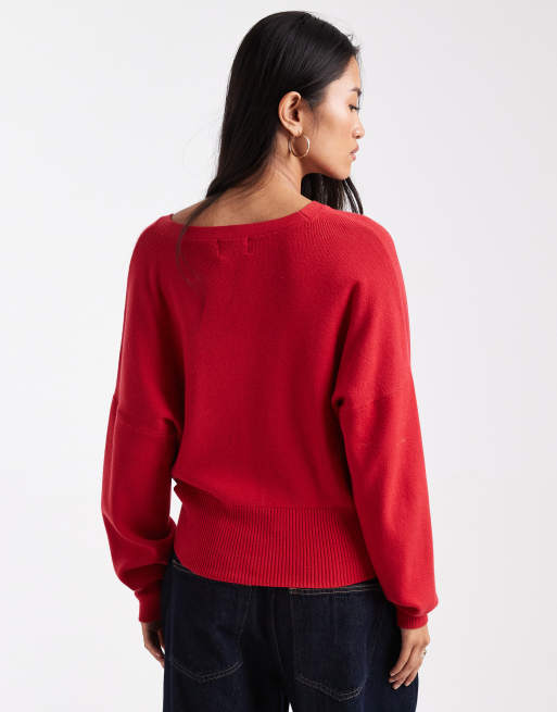 ASOS DESIGN – Schlichte Strickjacke in Rot mit strukturierter Taille, 4 von 4
