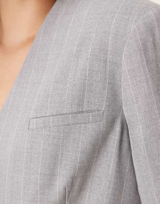ASOS DESIGN – Schlichter Blazer in Grau gestreift, 4 von 4