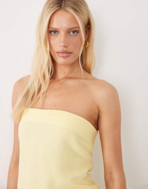 ASOS DESIGN – Schlichtes Maxikleid aus Leinenmix in Buttermilchgelb mit geradem Schnitt, 3 von 4