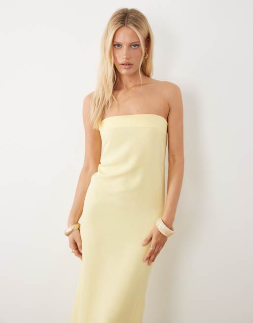 ASOS DESIGN – Schlichtes Maxikleid aus Leinenmix in Buttermilchgelb mit geradem Schnitt, 4 von 4