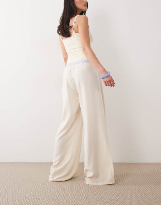 ASOS DESIGN – Schlupfhose aus Leinenmix in Elfenbeinweiß mit gesmoktem Bund, 5 von 5