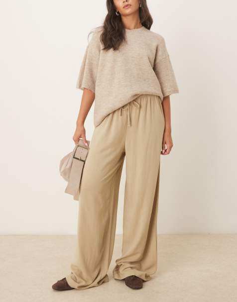 ASOS DESIGN – Schlupfhose aus Leinenmix in Mokkabraun - view 1