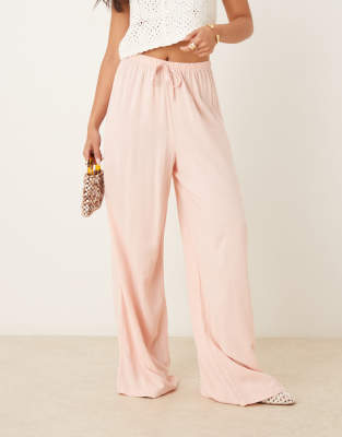 ASOS DESIGN – Schlupfhose aus Leinenmix in Rosa - view 1