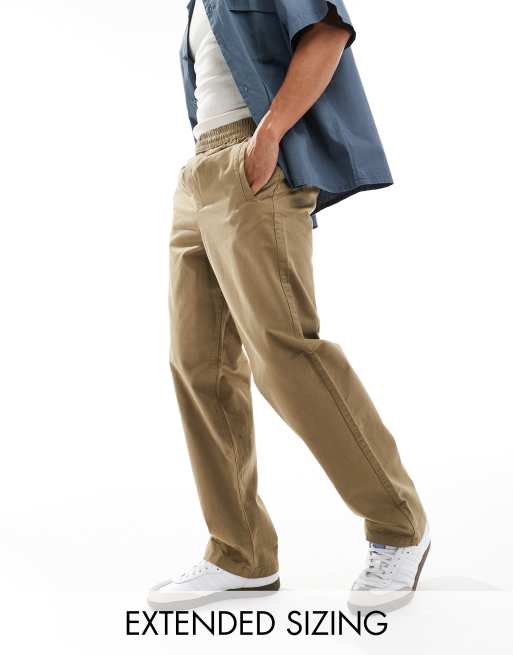 ASOS DESIGN – Schlupfhose in Beige mit lockerem Schnitt