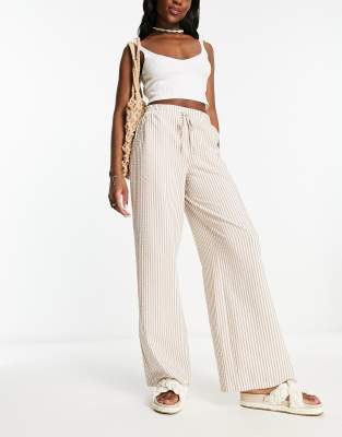 ASOS DESIGN - Schlupfhose in Hellbraun mit Streifen-Neutral