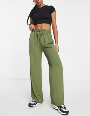 ASOS DESIGN - Schlupfhose in Khaki mit weitem Bein-Grün