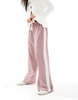 ASOS DESIGN - Schlupfhose in Rosa mit Kontrastbahn