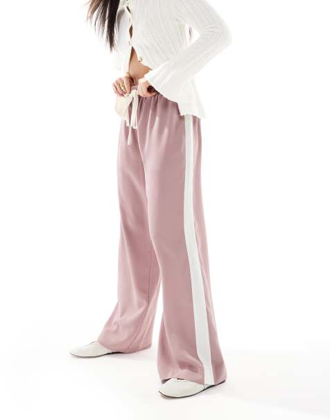 ASOS DESIGN – Schlupfhose in Rosa mit Kontrastbahn - view 1