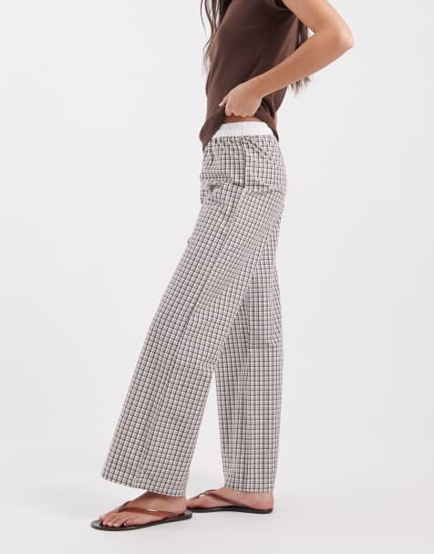 ASOS DESIGN – Schlupfhose mit Boxershorts-Bund und Karomuster, Kombiteil - view 1