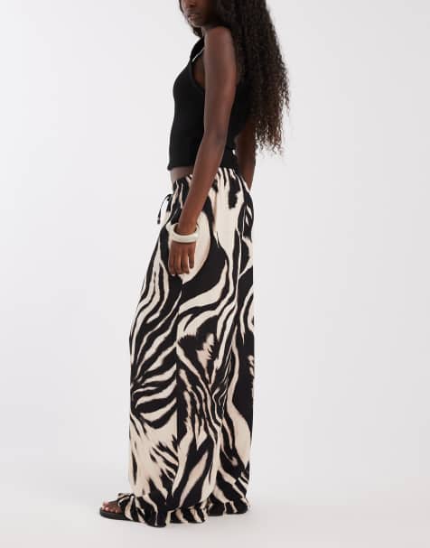 ASOS DESIGN Schlupfhose mit Volantsaum und Animal-Print - view 1