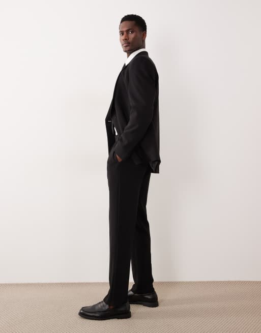 ASOS DESIGN – Schmal geschnittene Anzughose aus Kreppstoff in Schwarz, 3 von 5