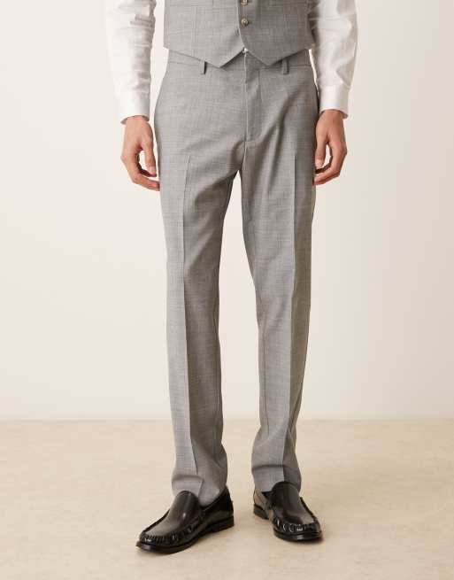 ASOS DESIGN – Schmal geschnittene Anzughose aus Wollmischung in Grau meliert, 2 von 5
