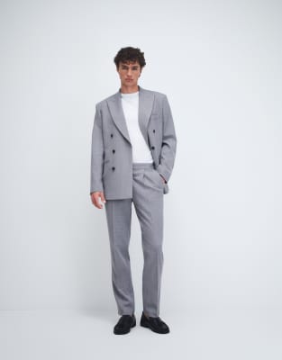 Schmal geschnittene Anzughose aus Wollmix-Tweed in Hellblau Blau 52 Regular
