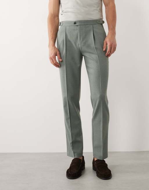 ASOS DESIGN – Schmal geschnittene Anzughose aus Wollmix-Tweed in Salbeigrün, 2 von 9