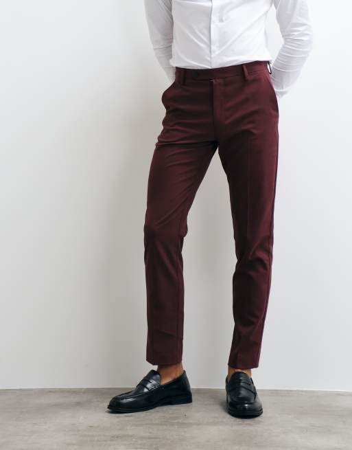 ASOS DESIGN – Schmal geschnittene Anzughose in Burgund, 2 von 5