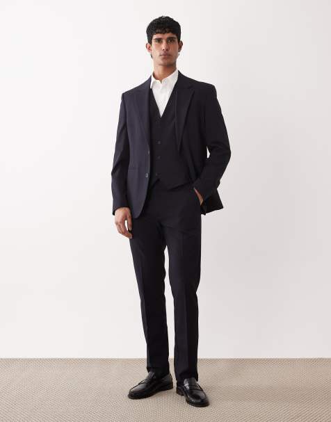 ASOS DESIGN – Schmal geschnittene Anzughose in Marineblau - view 1