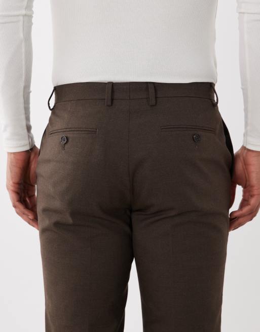 ASOS DESIGN – Schmal geschnittene Anzughose in meliertem Braun, 5 von 5