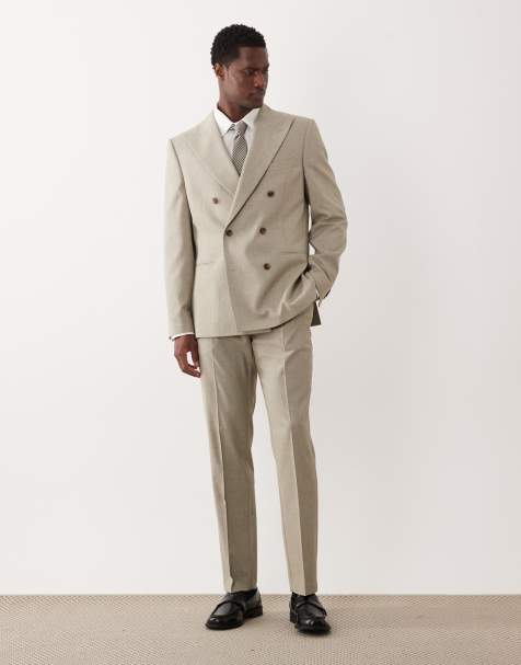 ASOS DESIGN – Schmal geschnittene Anzughose in meliertem Hellgrün - view 1