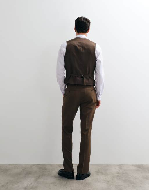 ASOS DESIGN schmal geschnittene Anzughose in Mittelbraun, 5 von 5