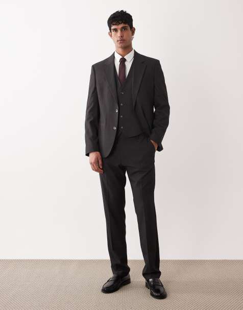 ASOS DESIGN – Schmal geschnittene Anzughose in Mittelgrau - view 1