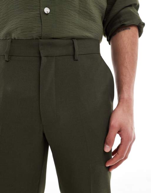 ASOS DESIGN – Schmal geschnittene Anzughose in Olivgrün, 4 von 5