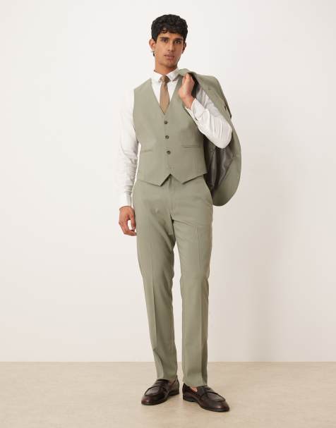 ASOS DESIGN – Schmal geschnittene Anzughose in Salbeigrün - view 1