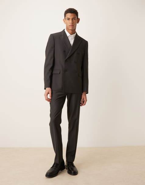 ASOS DESIGN – Schmal geschnittene Anzughose in Schwarz mit dezenten Streifen - view 1