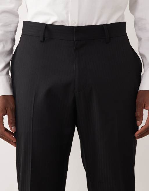 ASOS DESIGN – Schmal geschnittene Anzughose in Schwarz mit farblich abgestimmtem, feinem Schachbrettmuster, 4 von 5